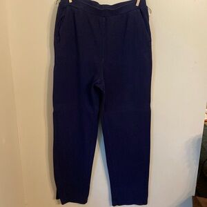 Navy Flat Elastic Waist Knit Pants